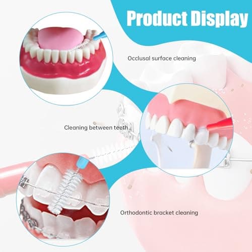 Interdental Brushes for Teeth and Gums, Ultra-Fine 0.5mm Floss Brushes, Home and Travel Oral Care Set (Red-50Pcs) — view 5