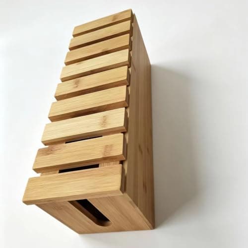 39.9X12.5Cm Bamboo and Wooden Power Strip Box,Handmade Cable Tidy Box,Concealed Cable Management Box,Cord Organiser for Desk, Floor and Home Office(B) — view 4