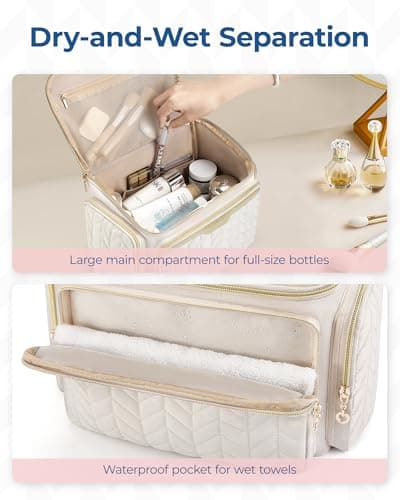 BAGSMART Large Toiletry Makeup Bag, Vanity Case, Wide Opening, Wet Pocket — view 2