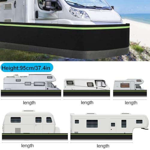 No Drill RV Skirting 95cm Tall - Winter Travel Trailer Accessories with Mesh Bottom, 59ft Weather-Resint Home Exterior Bumper End Cap for Ultimate Protect — view 3