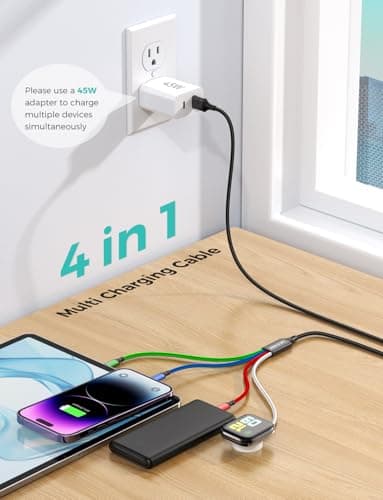 Upgraded Multi Charger for Apple Watch Magnetic Charging Cable iWatch Charger Nylon Braided USB C/L/Micro Compatible with iWatch Series 11-1/iPhone 17-12/Galaxy Android-4FT for Camping Travel Flight — view 2