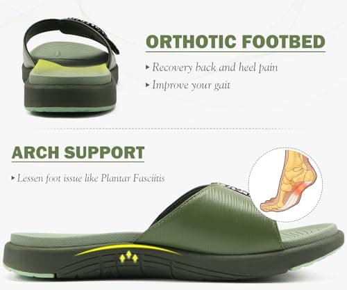 COFACE Womens Orthotic Slides Yoga Mat Arch Support Strap Sandals Green 5.5 — view 3