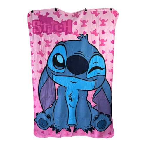Stitch Fleece Throw Blanket for Children – 100x140cm – Soft & Cosy Polyester Kids Blanket – Winter Bedding & Travel Accessory