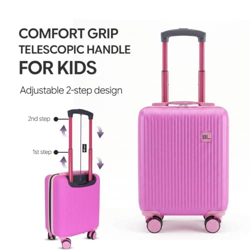 Bordlite Kids Suitcase 40x30x20cm Hot Pink Cabin Luggage for Girls, Childrens Underseat Travel Case with 360 Spinner Wheels, Telescopic Handle, ABS Shell for Ryanair & Wizz Air — view 6