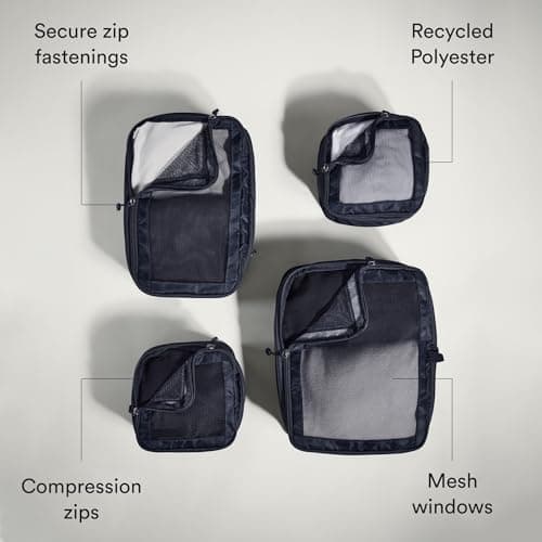 ANTLER - Compression Packing Cubes, Set of 4 Essential Packing Cubes for Suitcases and Backpacks - Holiday, Travel & Accessories Organiser, Easy Clothes and Shoe Storage - Navy Blue — view 4