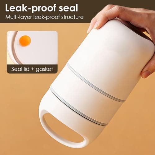 304 Stainless Steel Insulated Food Flask, Heat Retention Breakfast Cup with Removable 2 Layer Compartment, Leak Proof Lunch Container for Office, Travel — view 6