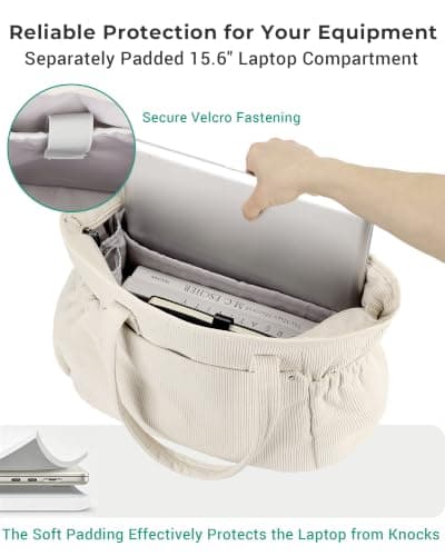 Makukke Laptop Tote Bags for Women, Handbag for School, Large Work Handbags Ladies Tote Bag, Shoulder Bag for College Shopping Work Travel Gym Beach (Beige) — view 3
