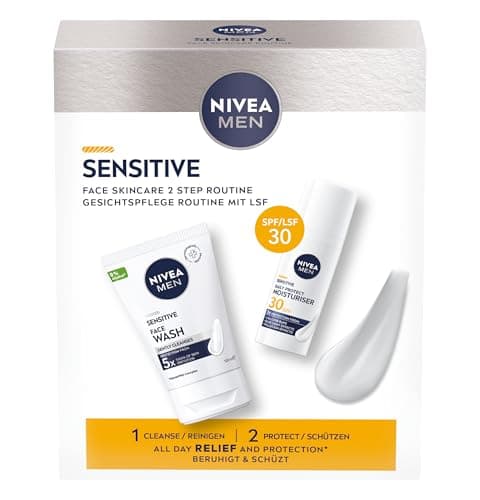NIVEA MEN Sensitive Face Skincare Gift Pack (2 Products), Gift Set For Men, Includes Face Wash (100ml) and Daily Moisturiser With SPF30 (50ml), Ideal For Sensitive Skin — view 2