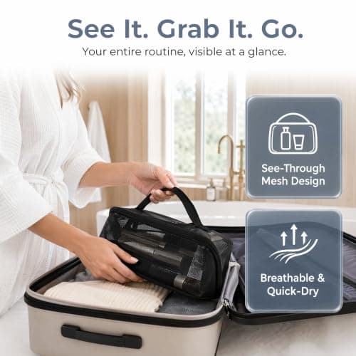 Mesh Makeup Bags, Portable Travel Organizing Toiletries Makeup Pouches — view 3