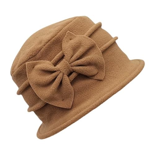 Women's Fleece Bucket Hat Warm Winter Hat Gold
