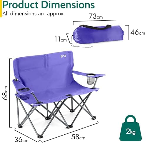 Trail Condor Kids Double Camping Chair, 2 Seater, Purple — view 3