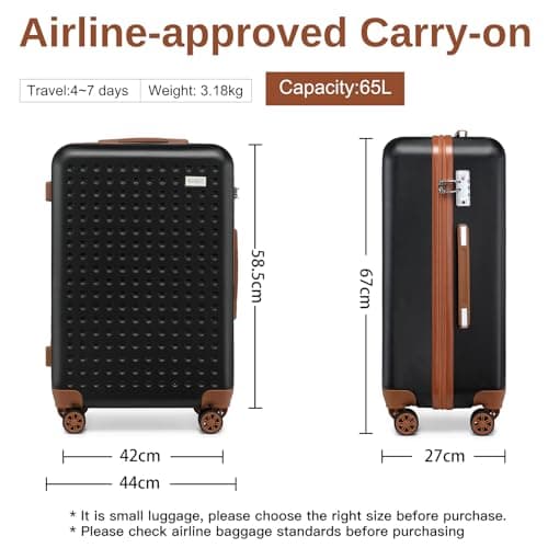 Kono Medium Suitcase 4 Wheels ABS 24" Medium Luggage Suitcases Lightweight Check in Hold Luggage with TSA Lock — view 2