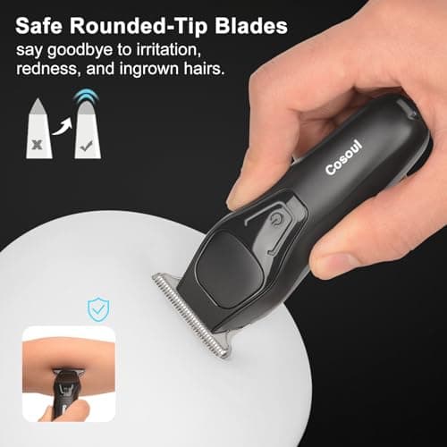 COSOUL Beard Trimmer for Men Professional Hair Clipper Compact Portable Mens Mustache Trimmer Face Bald Head Razor Shaver Electric Body Hair Trimmer for Men — view 5