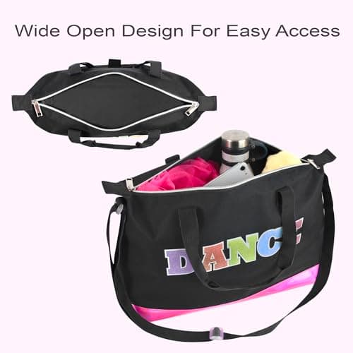 MADISON & DAKOTA Garment Dance Shoulder Bags for Girls, Teen Dancers, Costumes, Boys | Holographic Glitter Dance Bag for Kids, Dance Black & Pink — view 3