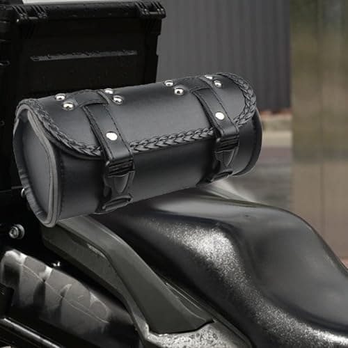 Vintage Motorcycle Bag PU Leather Waterproof Barrel-Shaped — view 2