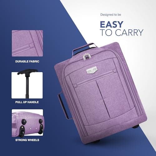 LUGG Cabin Size Lightweight Luggage - Durable 600D Polyester Snowflake Push Up Trolley - Solid Wheels - Easyjet, Ryanair, British Airways - Airway Locker (55x40x20cm) — view 5