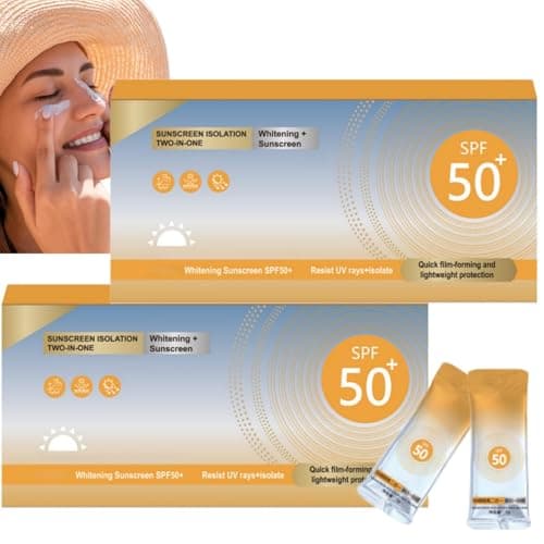 2PCS*50 Pack Mini Sunscreen Travel Size,SPF 50+ Long-Lasting Face Moisturizer with Sun Protection,Waterproof & Portable Sunscreen for Body & Face,Protetion Mi/ni Sun Cream,Face Moisturiser with Spf