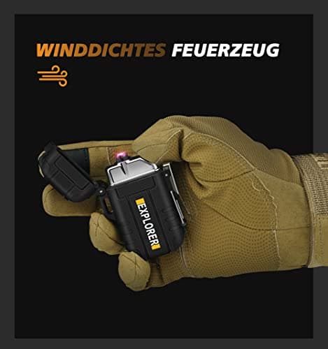 lafagiet USB Rechargeable Lighter, Waterproof Dual Arc Lighters for Camping Hiking Outdoor Survival Kits (F13-Black) — view 3