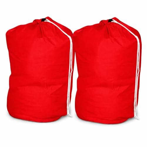 INCO-CARE Durable Laundry Bag with Drawstring and Carry Handle, Heavy Duty Reusable, Colour-Coded, Machine Washable 95°C. (Pack of 2, Red)