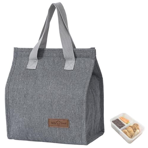 hzkais Reusable Cooler Bag, Insulated Picnic Lunch Bag, Lunch Bag Tote, Portable Cool Bags for Work Outdoor School Travel, Insulated Lunch Box Soft Cooler Cooling Tote for Adult Men Women(Grey)