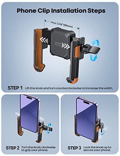 Lamicall Motorcycle Phone Holder for Filming - 【1s Quick Release】 Motorbike Phone Mount Universal Phone Holder Bike for iPhone 18 17 16 15 14 13 Pro Max Plus Air Mini, Samsung S26, 4.7-7” Cellphone — view 3