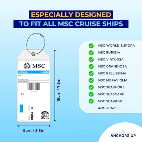 MSC Cruise Luggage Tag Holders [4 Pack] – Waterproof, Durable Plastic with Steel Loops – Fits All MSC Ships for Cruising in 2026, 2027 and 2028 – Cruise Essential by AnchorsUp — view 3