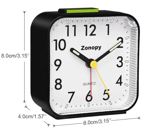 Zonopy Silent Analog Alarm Clock with Night Light, Battery Operated, Loud Alarm, Snooze, Bright Screen, Portable Design, Travel Clock, Back to School Gfits — view 6