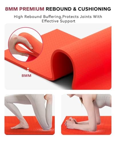 HAPBEAR Extra Large Yoga Mat (84''×30'') - 1/3'' Thick Double-Sided PVC Non-Slip Exercise Mat with High Rebound Cushioning, Dual-Side Usable for Home Gym, Yoga, Pilates & Workouts -Orange — view 4