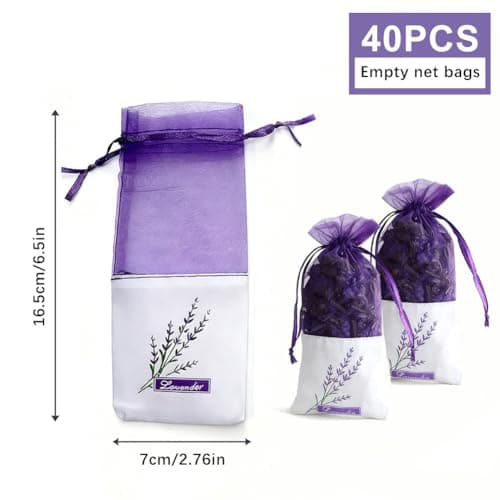 40 Pcs Empty Lavender Bags for Wardrobes, Premium Muslin Empty Sachets Bags with Drawstring, Breathable Cotton Fragrance Pouches for Closet, Potpourri, Drawers, Car & Shoes — view 2