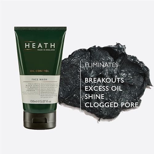 Heath Men’s Face Wash 150ml, Oil Control, Daily Exfoliating Cleanser, Detoxify, Refresh and Protect Your Skin, Volcanic Black Sand and Bamboo Charcoal, Gift For Him, Travel Size, Vegan Friendly — view 3