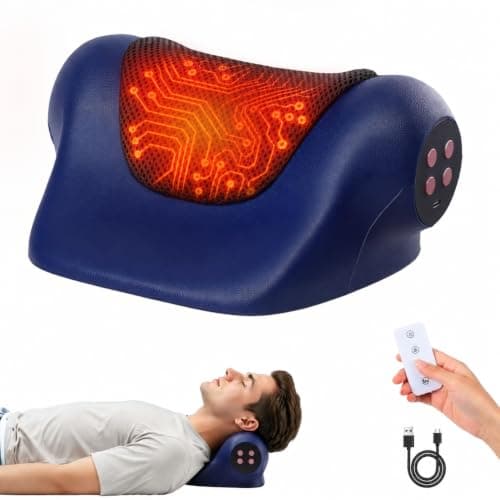 Neck Massager with Heat, Neck and Shoulder Massager, Wireless U-Shaped Ergonomic Massage Pillow Design, 3 Heat Settings (41-45°C), 3 Vibration Modes for Neck & Shoulder Relief, Purple
