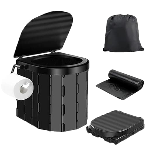 Collapsible Portable Toilet – 5-in-1 Outdoor Camping Toilet for Car, SUV, Campervan, Boat & Fishing – Lightweight Foldable Loo with Bucket for Travel, Hiking & Emergency