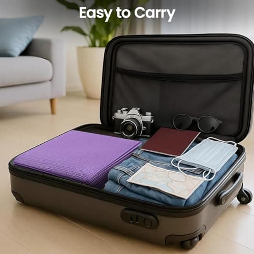 M.J COMFY-LIFE Travel Foldable Yoga Mat — 5mm Non-Slip Portable Exercise & Gym Mat for Yoga, Pilates, Travel & Fitness (Lightweight, Water-Resistant, Fits Backpack) — Unisex (Purple) — view 4