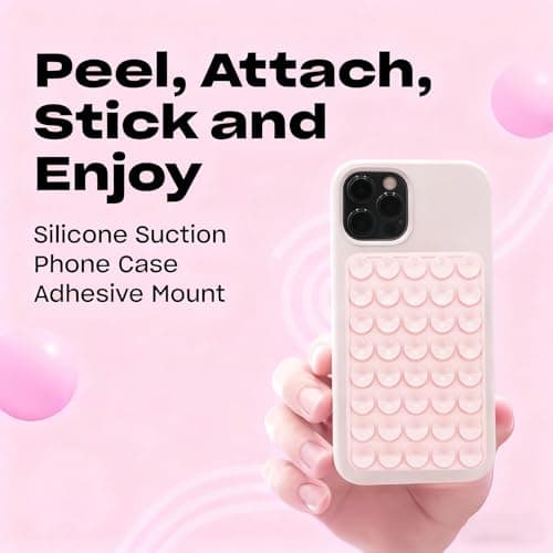 3-Pack Silicone Suction Phone Mount with Adhesive Base - Universal Anti-Slip Holder for iPhone, Samsung, Google Pixel & More - Secure Multi-Surface Grip for Car (Pink) — view 2