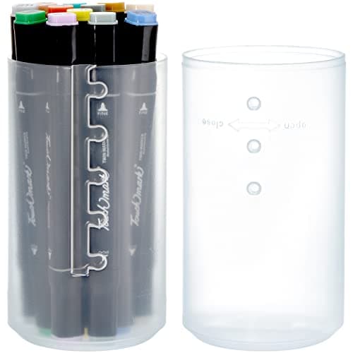 TOPZEA 4 Pack Retractable Makeup Brush Holders, Plastic Clear Makeup Organizer Case Travel Makeup Brush Holder with Lid Brushes Container Cups Dust-Proof Storage — view 4
