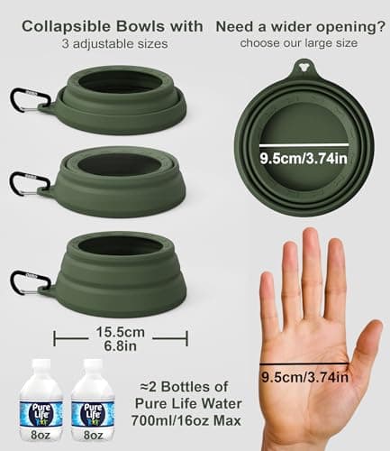 OHMO Non Spill Collapsible Dog Bowl, 700 ml, Camo Green — view 6
