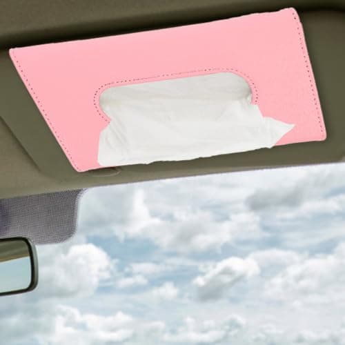 2pcs Car Visor Tissue Holder Refillable PU Hanging Case for Tissue — view 6