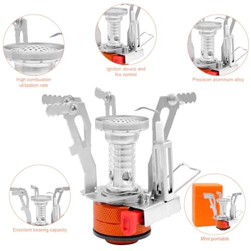Camping Gas Stove, Portable Windproof Backpacking Stove Cooking Stoves 3000W Camping Stoves with Carry Box for Outdoor Cooking Hiking Travelling Fishing Picnic Trekking — view 3