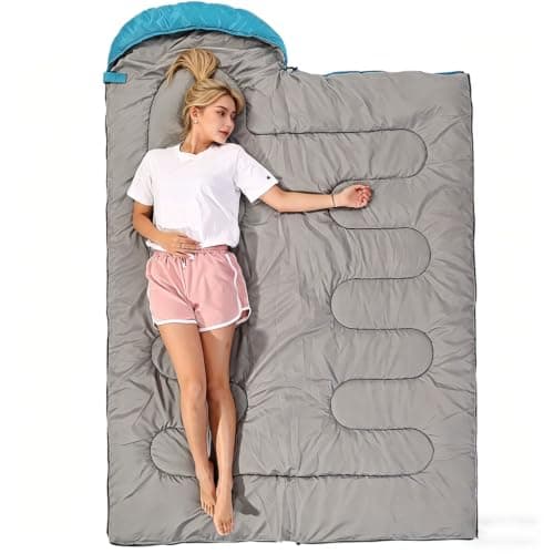 Sleeping Bag 3 Seasons (Summer, Spring, Fall) Warm & Cool Weather - Lightweight,Waterproof Indoor & Outdoor Use for Kids, Teens & Adults for Camping Hiking, Backpacking and Survival (Sky Blue) — view 6