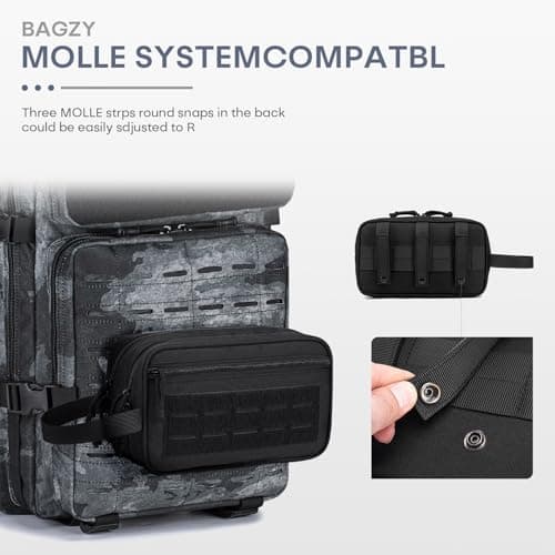 BAGZY Tactical Toiletry Bag for Men Hygiene Bag EDC Military Tool Molle Pouches Small Dopp Kit Mens Shaving Kit Travel Shower Bags Shaving Travel Bags for Toiletries Black — view 5
