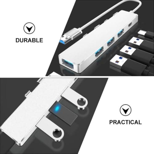 USB Hub 4 Port Stainless Steel and ABS for Office Home Use — view 3