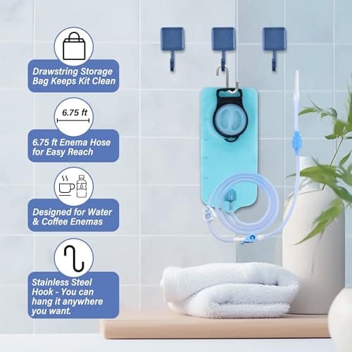 TopQuaFocus Travel Portable Enema Bag kit Anel Douche Enemas for Men Women Colon Cleansing 2L Home Coffee Douche Bags with 6.5FT Silicone Tube — view 4