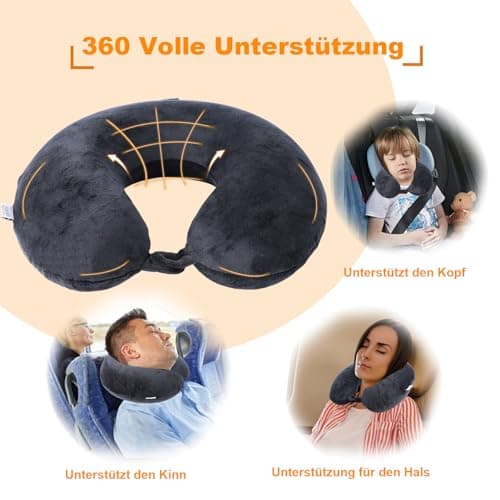 Far win Travel Pillow,100% Pure Memory Foam U Shaped Neck Pillow,Super Lightweight Portable Headrest Great for Airplane, Car,Home,Office,Sleeping (black) — view 3