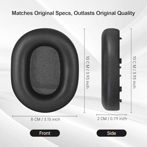 Aurivor Genuine Leather Ear Pads Cushions for Sony XM5 Noise Canceling Headphones, Premium WH-1000XM5 Replacement Earpads Covers with Soft Lambskin Leather, Optimized Memory Foam (Lambskin-Black) — view 5