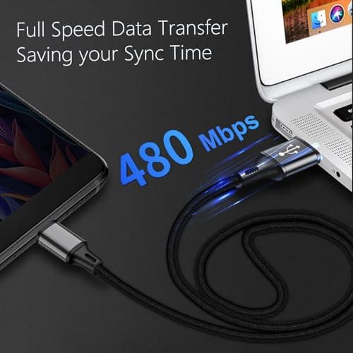MohLythrix USB C Charger Cable 3Pack 2M/6.6FT USB Type C Charger Fast Charging USB A to USB C Cable Nylon Braided Compatible with iPhone 16 15 Pro Max, for Galaxy S25, S25+, S24, S23, S22, S21, S20 — view 6