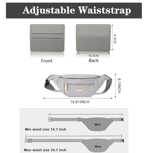 BAIYSFFG Fanny Pack Fashionable Waist Bag Unisex Fashion Waist Bag Casual Travel Bum Bag with 3 Zipper Pockets for Women Men Sports Running Hiking Jogging (Grey) — view 2