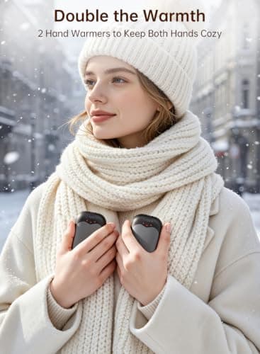 Wasuka Rechargeable Hand Warmers 2 Pack, Portable Electric Handwarmers with 3 Heat Settings, USB Hand Warmer, Reusable Pocket Heater for Golf, Camping, Outdoor, Winter Gifts for Men Women (Grey) — view 3
