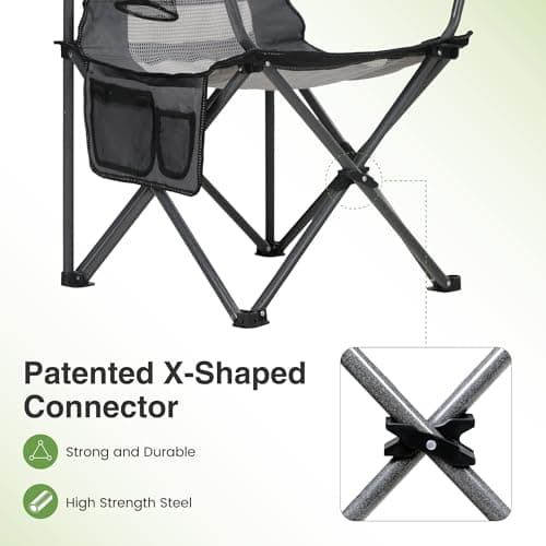 LET'S CAMP Set of 2 Mesh Back Folding Camping Chairs Support 160 KG — view 2