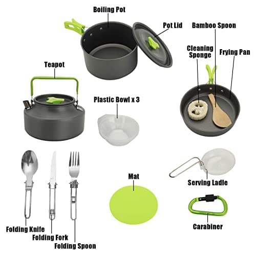 M.J COMFY-LIFE 15pcs Camping Cookware Kit Camping Pots and Pans — view 5