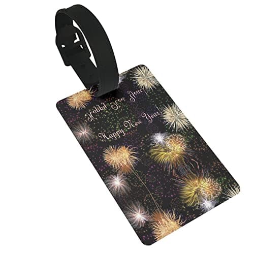 Happy New Year Print Pack Luggage Tag with Name Id Card,Secure Travel Suitcase Bag Baggage Tag Labels